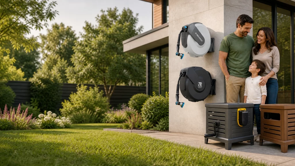 RELHOST hose reel mounted on a wall